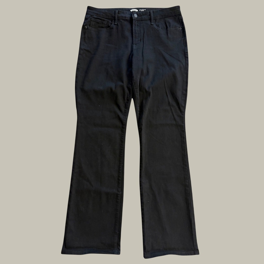 Old Navy Kicker Boot Cut Mid Rise Black Jeans Size 12 Stretch Denim Pants